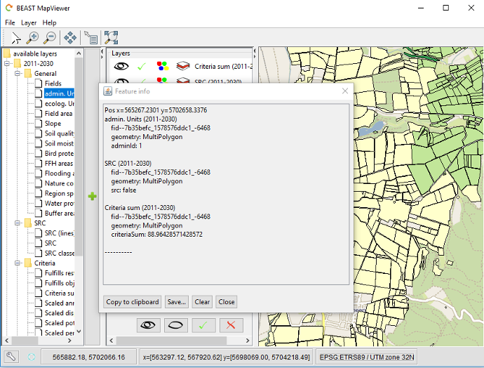 GIS feature info