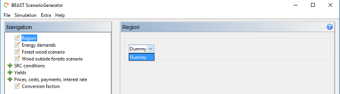 Select region